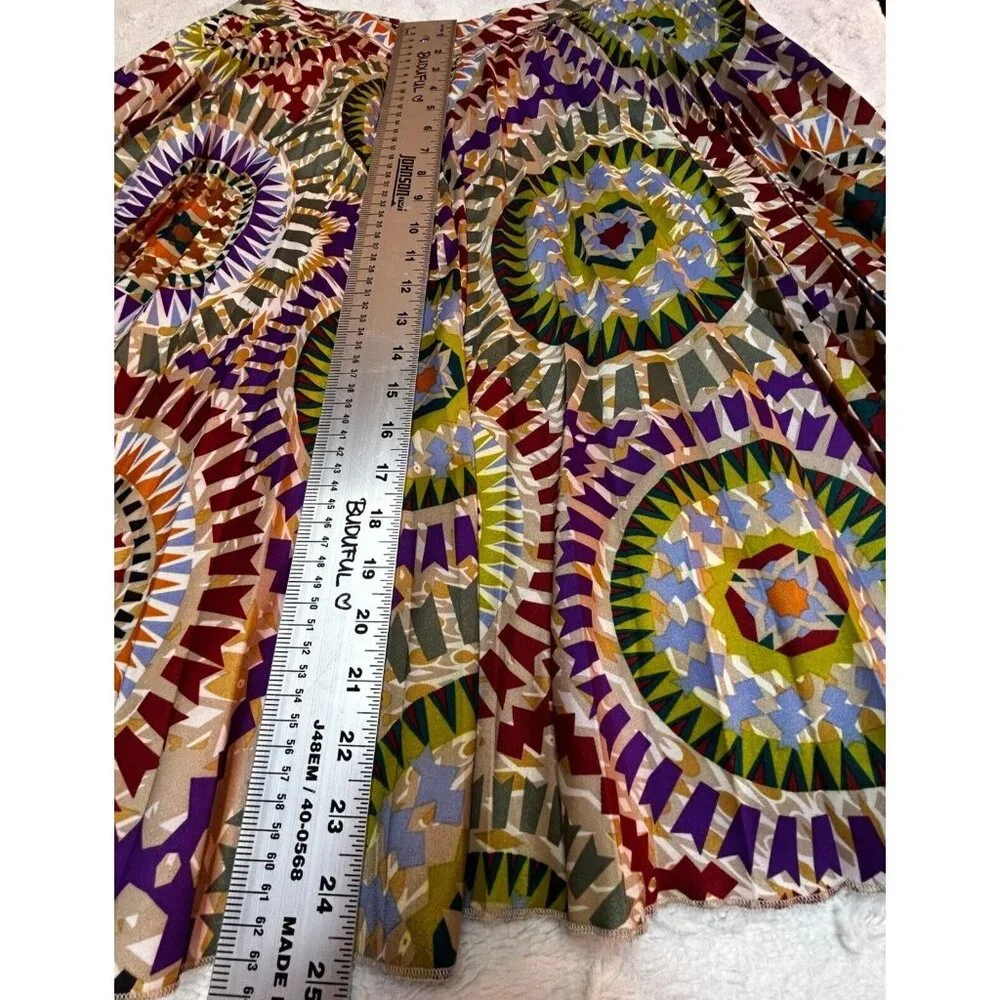 eci New York Women's Pleated Skirt Size 6 Multicolor Geometric Print Knee Length